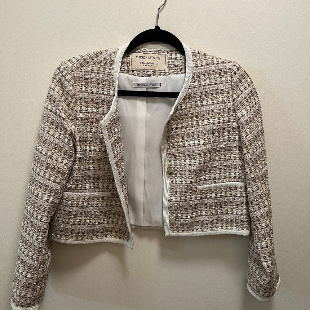MAISON KITSUNE cropped tweed blazer (size 34)